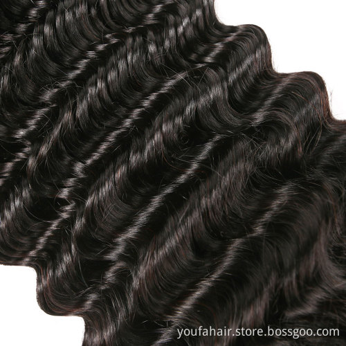 Wholesale 12A Brazilian Virgin Hair Deep Wave Weave Bundles 100% Human Hair Natural Thick Remy Hair Extensions with Lace Closure